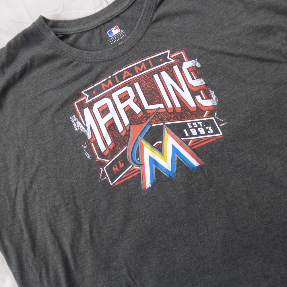 Miami Marlins‎ T Shirt Mens 4X Gray Short Sleeve Logo Baseball MLB